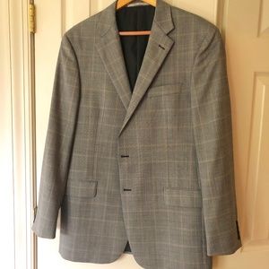 U.S.A. Made Hickey Freeman "Milburn" Windowpane Wool Sport Coat - 44L